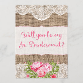 Rustic Burlap Lace Wil je mijn Jr Bridesmaid zijn? Kaart