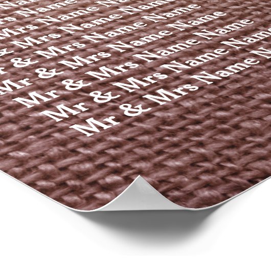 Rustic Burlap Lace & Wood | 12 Tabel Zetel Poster (Hoek)