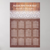 Rustic Burlap Lace & Wood | 12 Tabel Zetel Poster (Voorkant)
