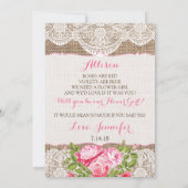 Rustic Burlap Lace Wordt mijn Bloemenmeisje-kaart Kaart (Achterkant)