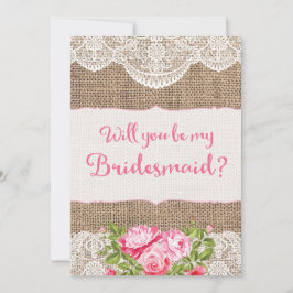 Rustic Burlap Lace... zal je mijn Bridesmaid-kaart Kaart