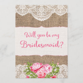 Rustic Burlap Lace... zal je mijn Bridesmaid-kaart Kaart