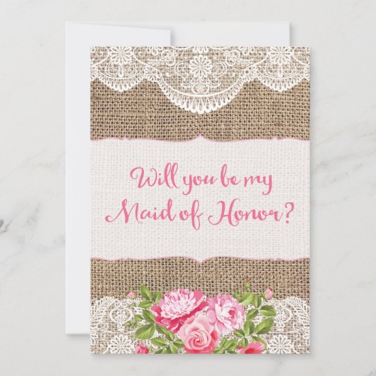 Rustic Burlap Lace... zal je mijn dienstmeisje zij Kaart (Voorkant)