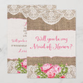 Rustic Burlap Lace... zal je mijn dienstmeisje zij Kaart (Voorkant / Achterkant)