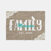 Rustic Burlap Laced Familienaam gevestigd Fleece Deken (Voorkant (Horizontaal))
