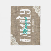 Rustic Burlap Laced Familienaam gevestigd Fleece Deken (Voorkant)