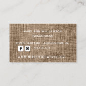 Rustic Burlap Laurel Monogrammed Visitekaartje (Achterkant)