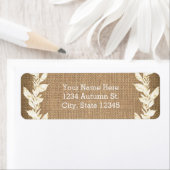 Rustic Burlap & Leaves Wedding Invitation Etiket (Insitu)