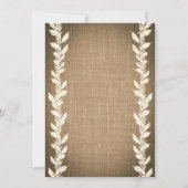 Rustic Burlap & Leaves Wedding Invitations Kaart (Achterkant)