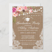 Rustic Burlap Licht Roze Afstuderen uitnodigen Kaart (Voorkant)