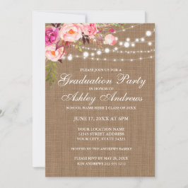 Rustic Burlap Licht Roze GraduPartij nodigt uit Kaart