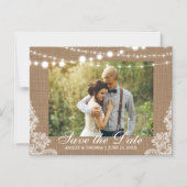 Rustic Burlap Lights Save the Date Verloving Magnetische Uitnodiging (Voorkant)