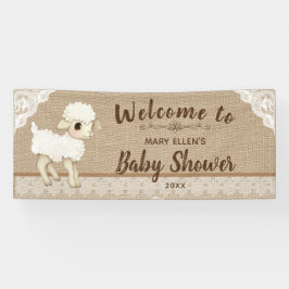 Rustic Burlap Little Lamb Baby shower Banner