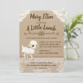 Rustic Burlap Little Lamb Baby shower Invitation Kaart (Staand voorkant)