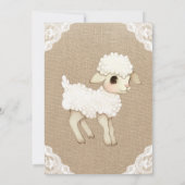 Rustic Burlap Little Lamb Baby shower Invitation Kaart (Achterkant)