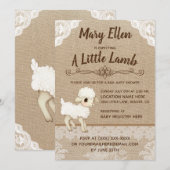 Rustic Burlap Little Lamb Baby shower Invitation Kaart (Voorkant / Achterkant)