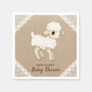 Rustic Burlap Little Lamb Baby shower Paper Napkin Servet