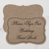 Rustic Burlap "Log alsjeblieft ons huwelijksgastbo Kaart (Voorkant / Achterkant)