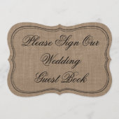 Rustic Burlap "Log alsjeblieft ons huwelijksgastbo Kaart (Voorkant)