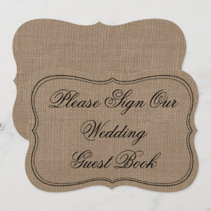 Rustic Burlap "Log alsjeblieft ons huwelijksgastbo Kaart