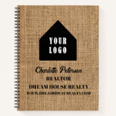 Rustic Burlap Logo Real Estate Agent Realtor Notitieboek (Voorkant)