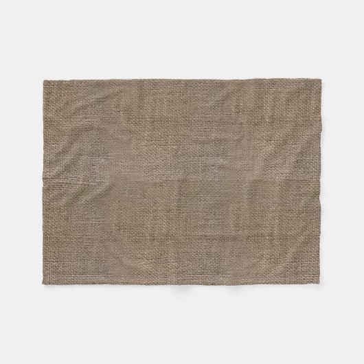 Rustic Burlap-look Brown Printed Background Fleece Deken (Voorkant (Horizontaal))