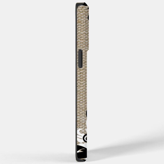 Rustic Burlap look en Flourish Monogram Case-Mate iPhone Case (Achterkant / Rechts)