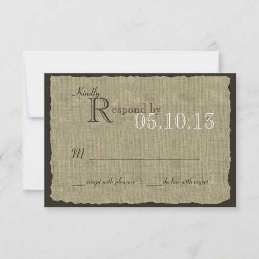 Rustic Burlap Look Wedding Response RSVP Kaartje (Voorkant)