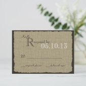 Rustic Burlap Look Wedding Response RSVP Kaartje (Staand voorkant)