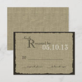 Rustic Burlap Look Wedding Response RSVP Kaartje (Voorkant / Achterkant)