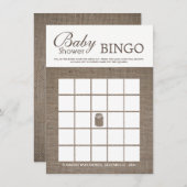 Rustic Burlap Mason Jar Baby shower Bingo Kaart (Voorkant / Achterkant)