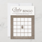Rustic Burlap Mason Jar Baby shower Bingo Kaart (Voorkant)