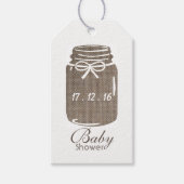 Rustic Burlap Mason Jar Baby shower Cadeaulabel (Voorkant)