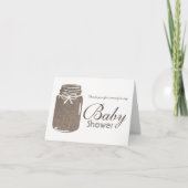 Rustic Burlap Mason Jar Baby shower Dank je Bedankkaart (Voorkant)