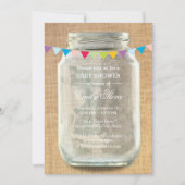 Rustic Burlap Mason Jar Baby shower Kaart (Voorkant)