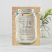 Rustic Burlap Mason Jar Baby shower Kaart (Staand voorkant)