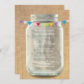 Rustic Burlap Mason Jar Baby shower Kaart (Voorkant / Achterkant)