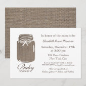 Rustic Burlap Mason Jar Baby shower Kaart (Voorkant / Achterkant)