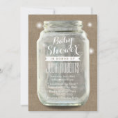 Rustic Burlap Mason Jar Baby shower Kaart (Voorkant)