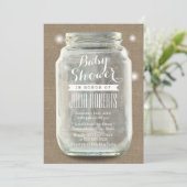 Rustic Burlap Mason Jar Baby shower Kaart (Staand voorkant)