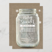 Rustic Burlap Mason Jar Baby shower Kaart (Voorkant / Achterkant)
