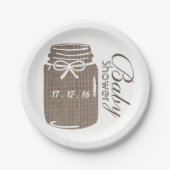 Rustic Burlap Mason Jar Baby shower Papieren Bordje (Voorkant)