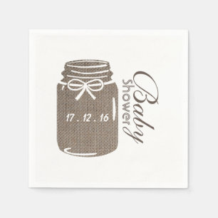 Rustic Burlap Mason Jar Baby shower Servet