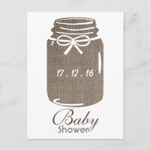 Rustic Burlap Mason Jar Baby shower Uitnodiging