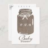 Rustic Burlap Mason Jar Baby shower Uitnodiging (Voorkant / Achterkant)