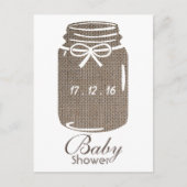 Rustic Burlap Mason Jar Baby shower Uitnodiging Briefkaart (Voorkant)