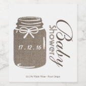 Rustic Burlap Mason Jar Baby shower Wijn Etiket (Enkel label)