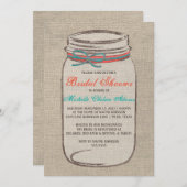 Rustic Burlap Mason Jar Bridal Shower Kaart (Voorkant / Achterkant)
