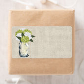 Rustic Burlap Mason Jar Hydrangeas Etiket (Insitu)