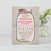 Rustic Burlap Mason Jar Vrijgezellenfeest Kaart (Staand voorkant)